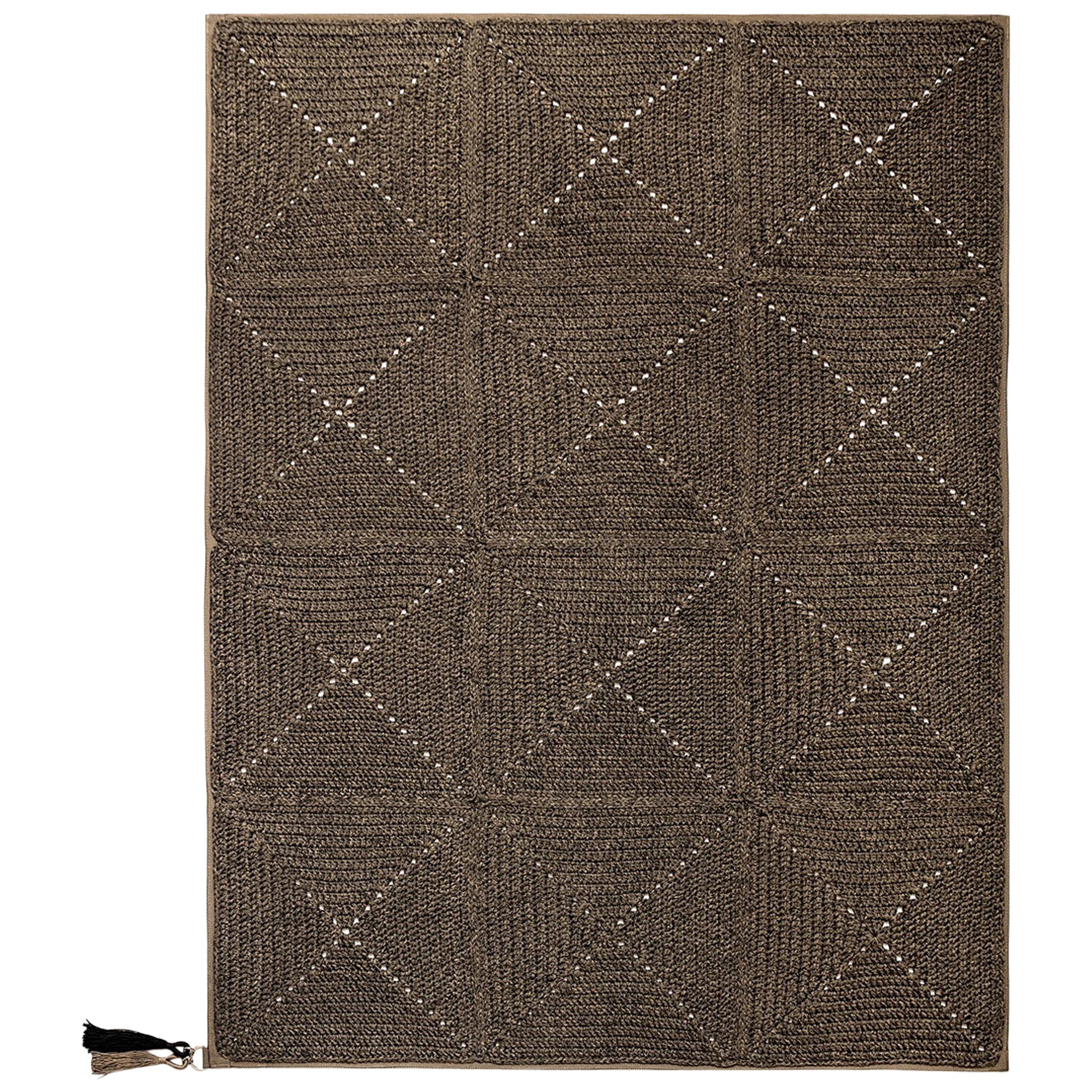 21st Century Asian Brown Black Outdoor Indoor Small Handmade Rug