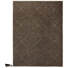 21ème siècle asiatique Brown Black Outdoor Indoor Small Handmade Rug