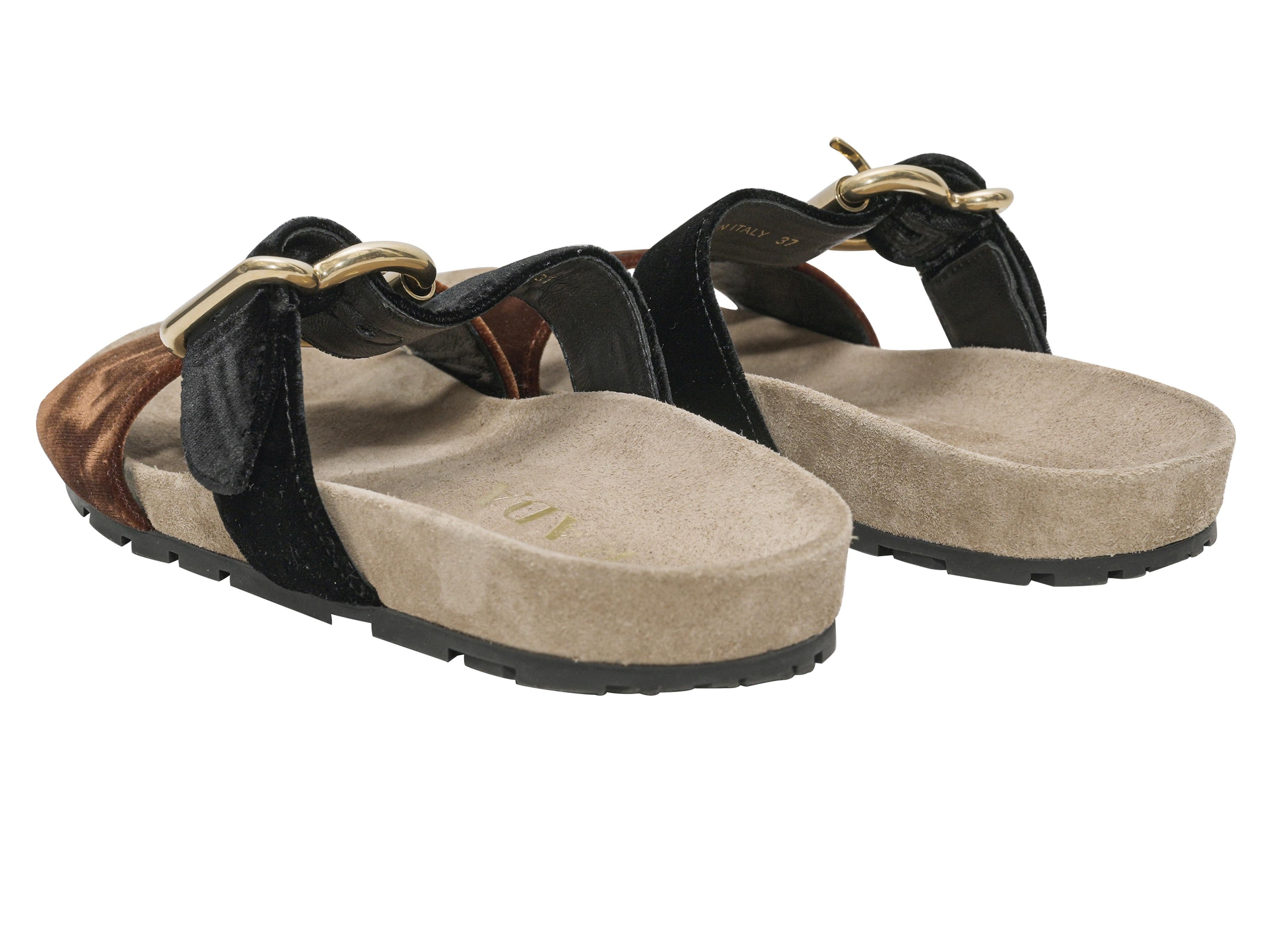 Brown & Black Prada Flat Slide Sandals Size 37 Bon état - En vente à New York, NY