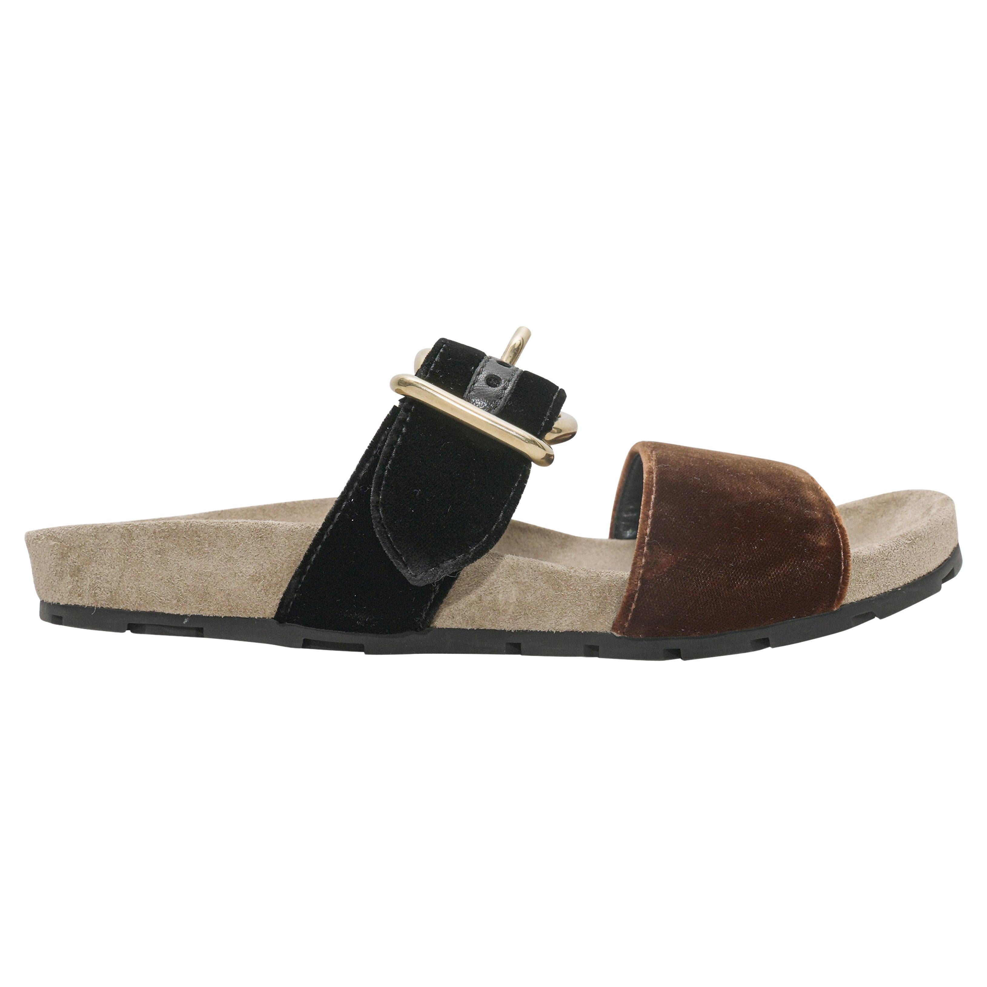 Brown & Black Prada Flat Slide Sandalen Größe 37
