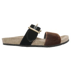 Brown & Black Prada Flat Slide Sandalen Größe 37