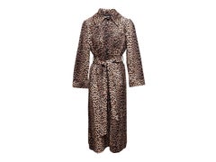Brown & Black Rixo Leopard Print Cotton Trench Coat Size US M