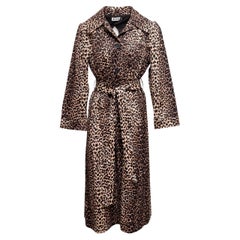 Brown & Black Rixo Leopard Print Cotton Trench Coat Size US M