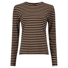 Brown & Black Striped Long Sleeve Top Size L