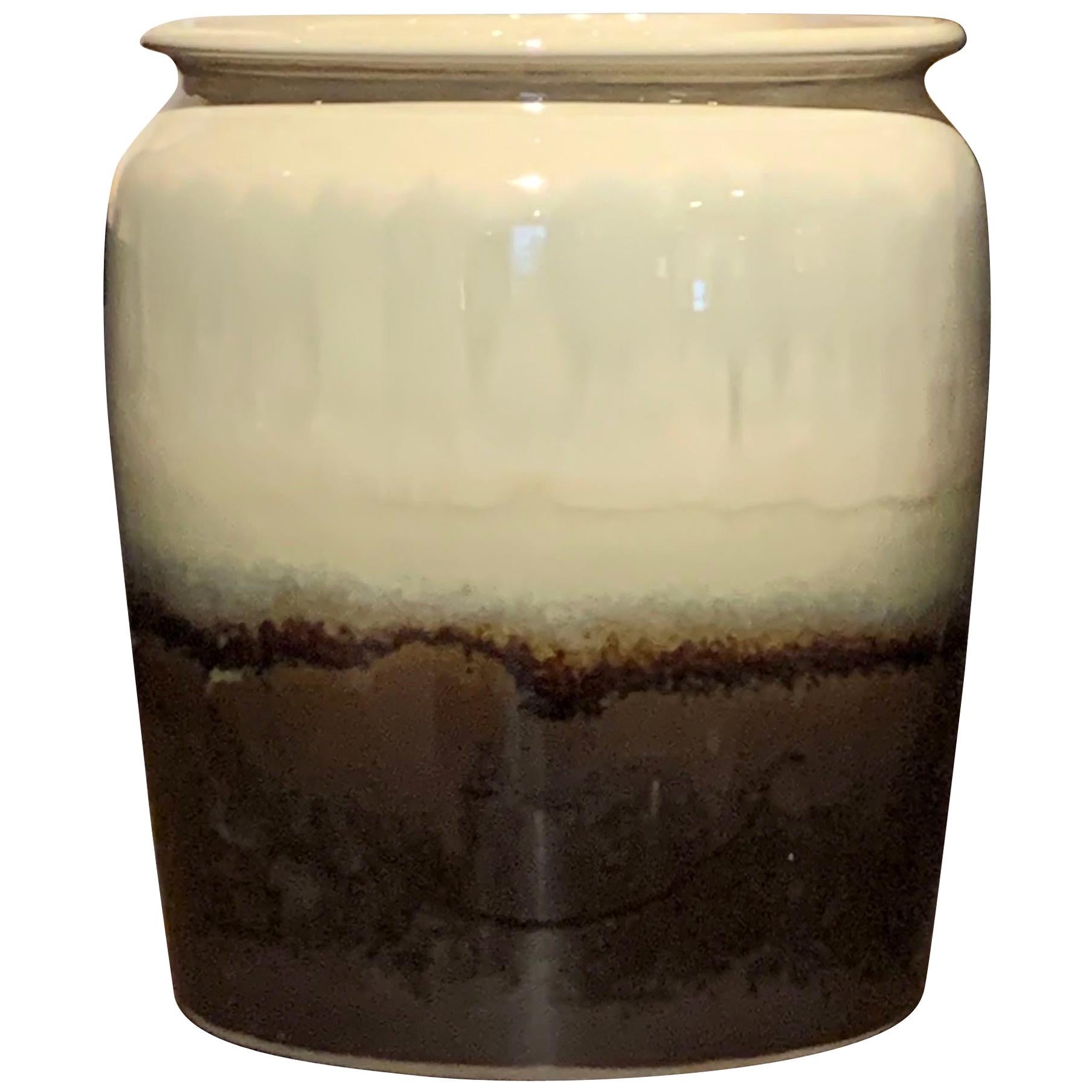 Brown, Black, Taupe and Blue Drip Glaze Pot, China, Contemporary