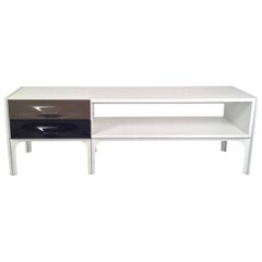 Brown & Black Two Drawer Molded Plastic & White Laminate Coffee / Console Table