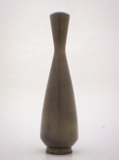 Jarrón de cerámica marrón y azul, Berndt Friberg, Gustavsberg 1962, Mid Century Vintage