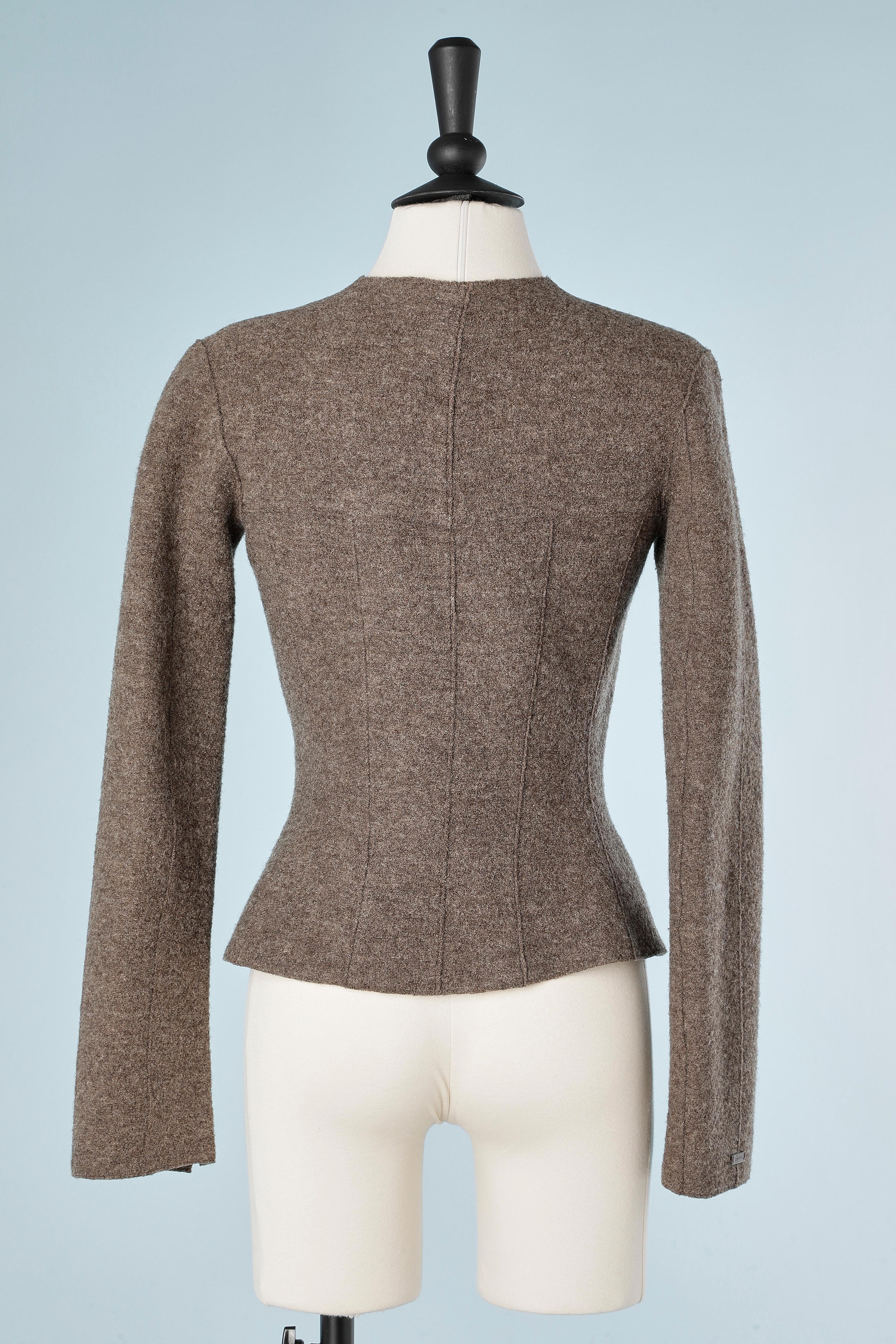 Brown boiled wool jacket with zip Chanel Boutique 