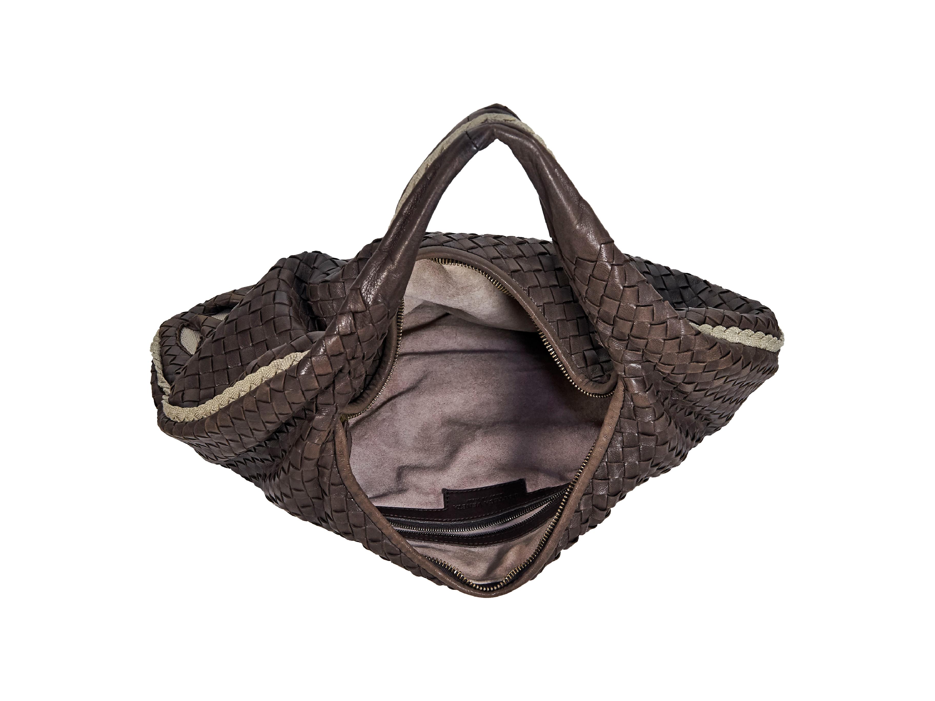 Black Brown Bottega Veneta Intrecciato Floral Hobo Bag