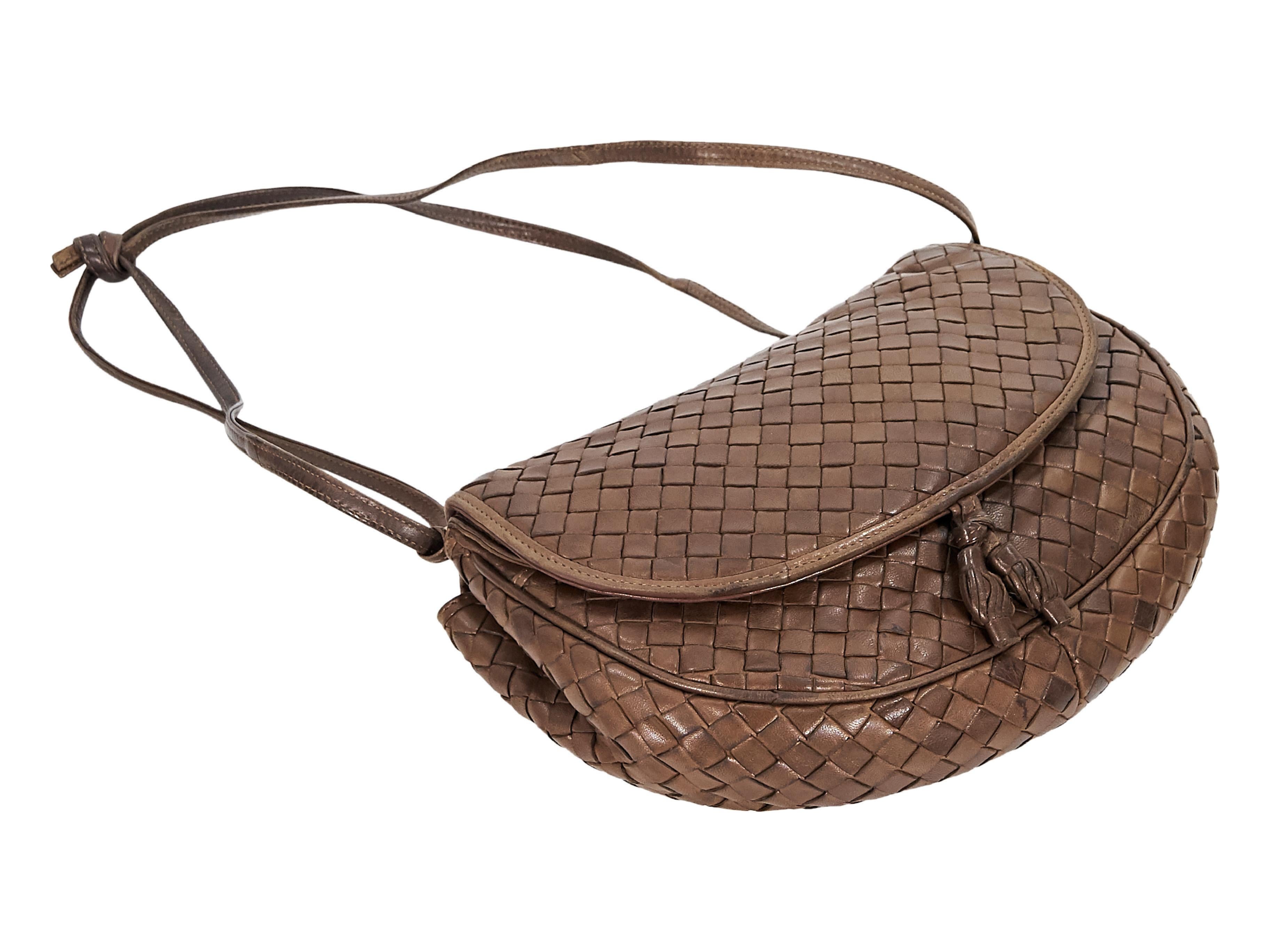 Brown Bottega Veneta Woven Leather Crossbody Bag In Good Condition In New York, NY