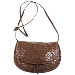 Brown Bottega Veneta Woven Leather Crossbody Bag