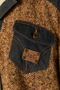 Brown bouclette and denim coat D&G by DOLCE & GABBANA