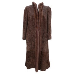 Brown Broadtail Lamb & Mink Reversible Fur & Leather Coat, 1970's