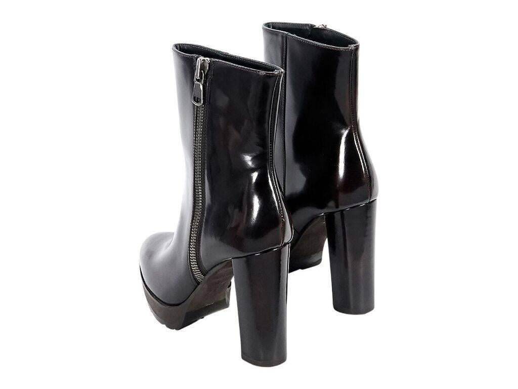 brown patent leather ankle boots