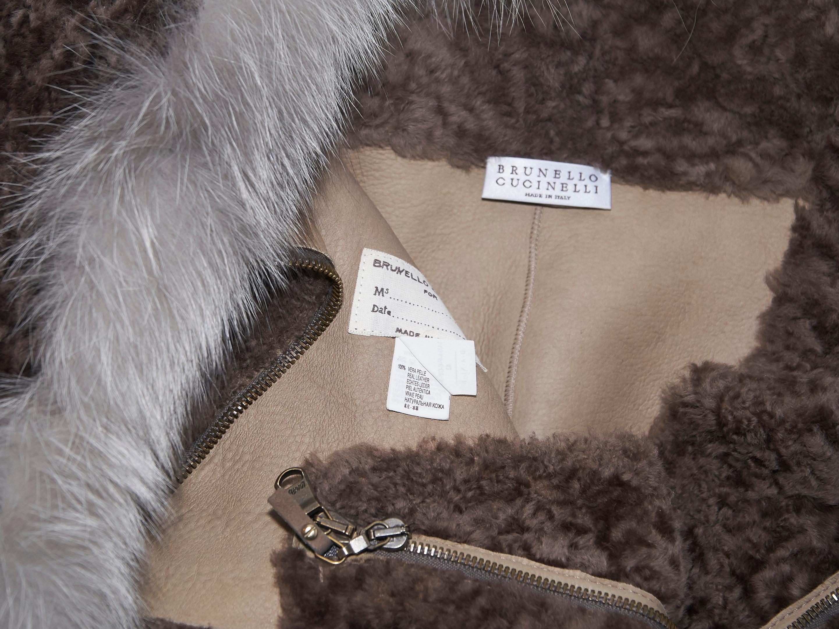 Brown Brunello Cucinelli Shearling Cropped Jacket In Good Condition In New York, NY