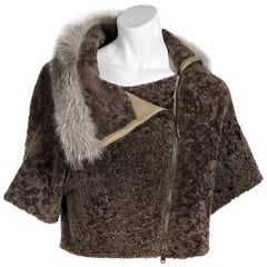 Brown Brunello Cucinelli Shearling Cropped Jacket