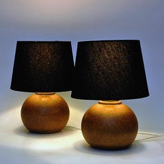 Braune Keramik-Tischlampen von Bruno Karlsson für Ego Stengods, Schweden, 1970er Jahre, Paar