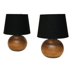 Braune Keramik-Tischlampen von Bruno Karlsson für Ego Stengods, Schweden, 1970er Jahre, Paar