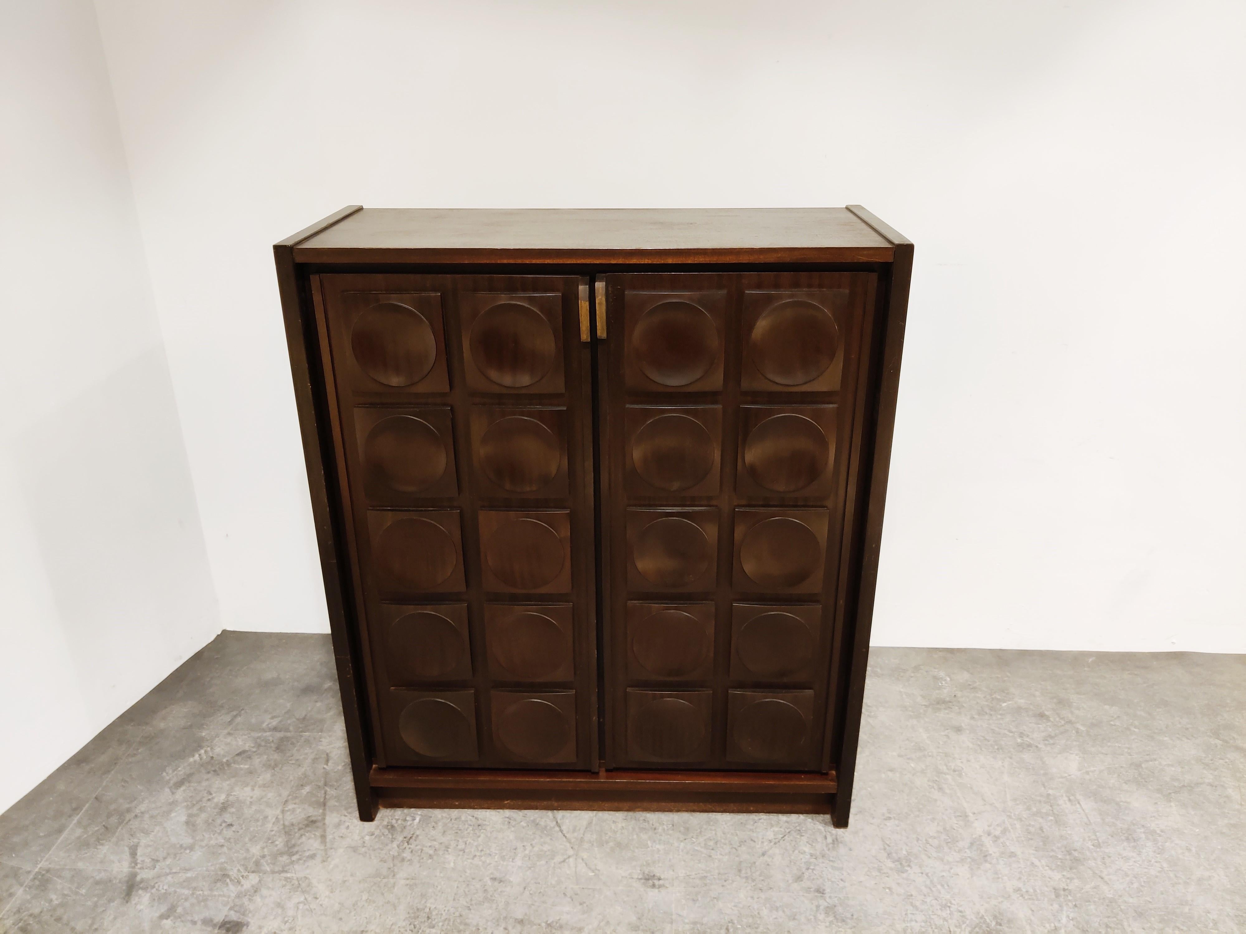 Belgian Brown Brutalist Bar Cabinet, 1970s