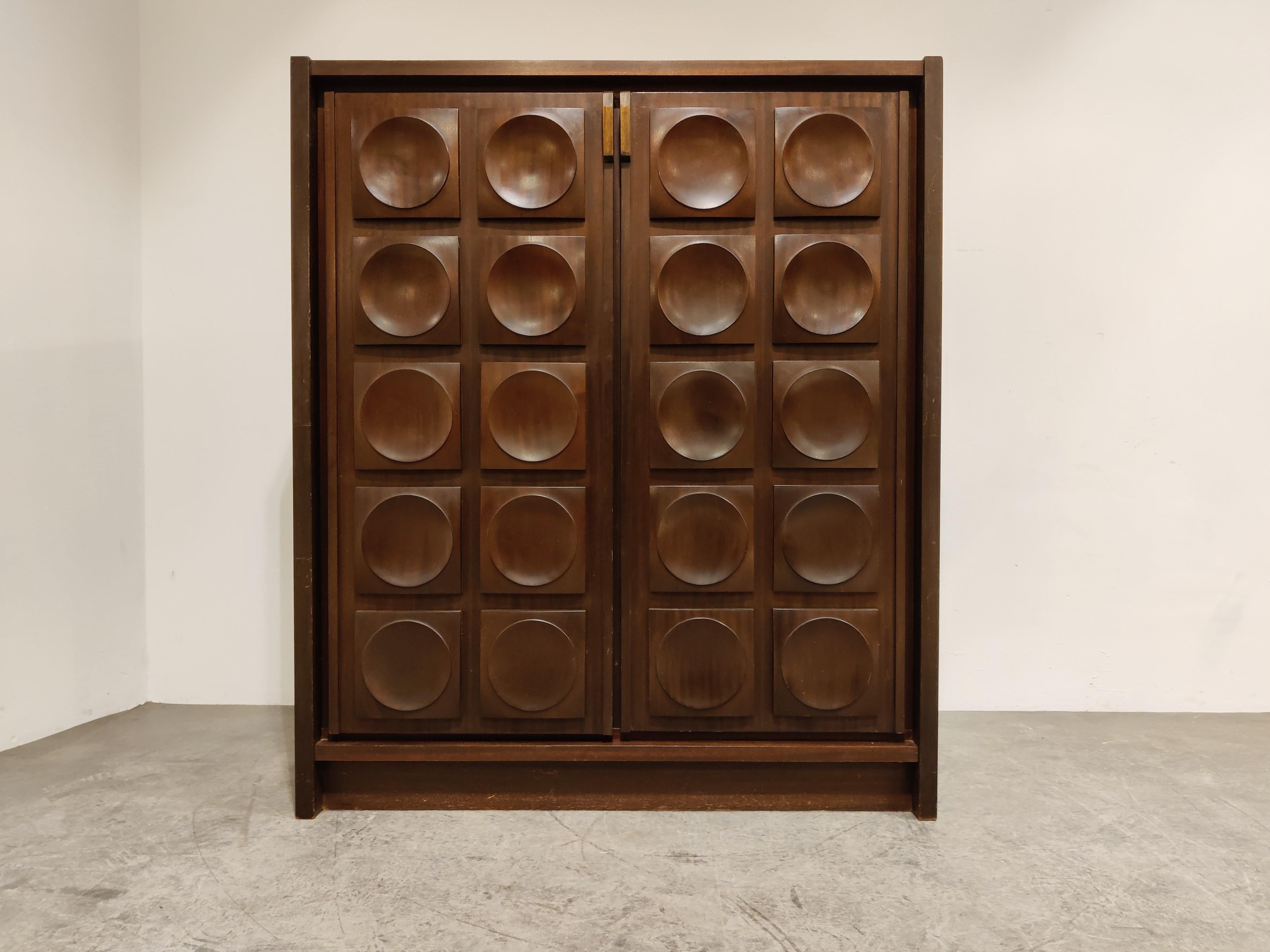 Brown Brutalist Bar Cabinet, 1970s In Good Condition In HEVERLEE, BE