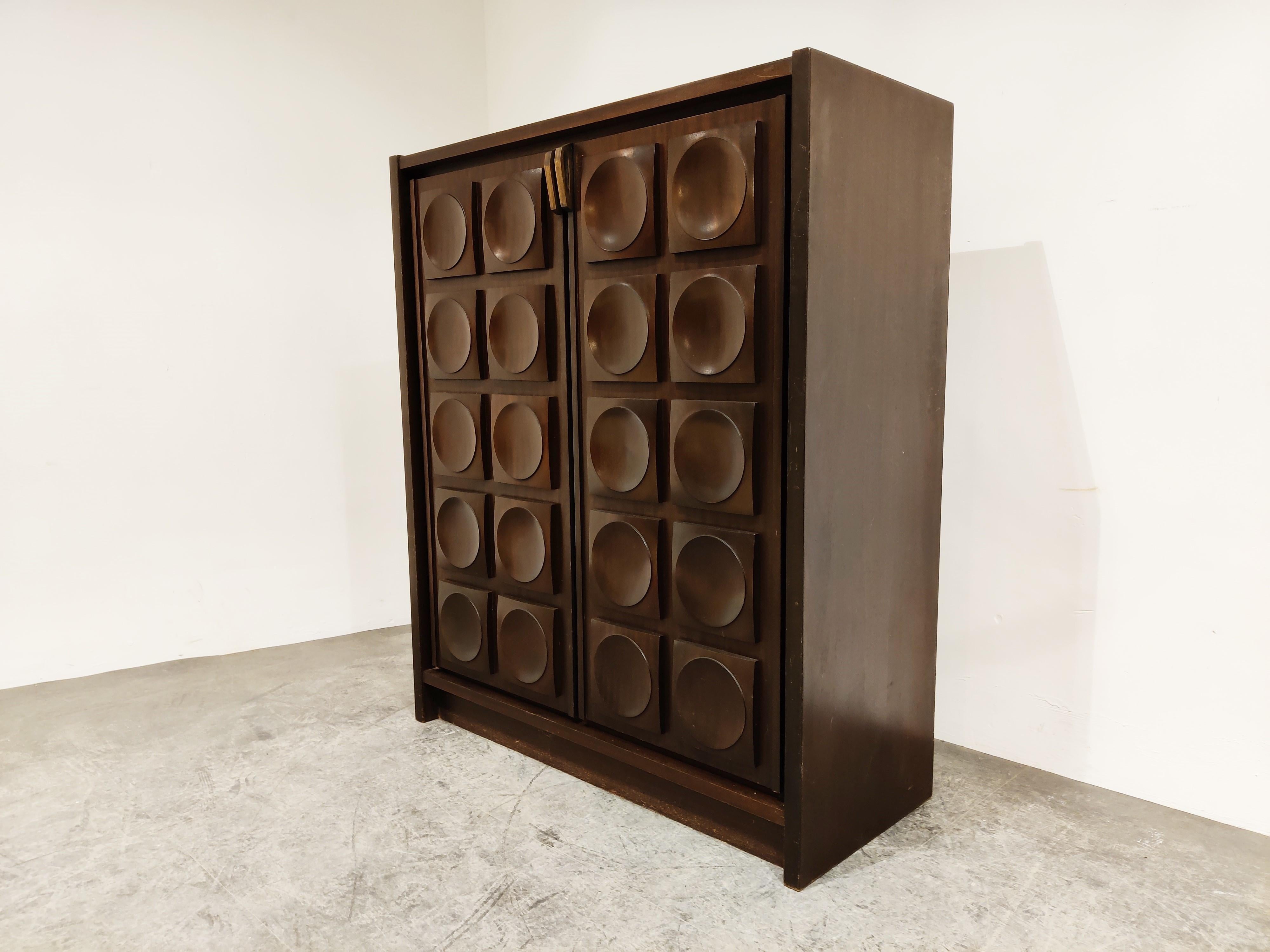 Late 20th Century Brown Brutalist Bar Cabinet, 1970s