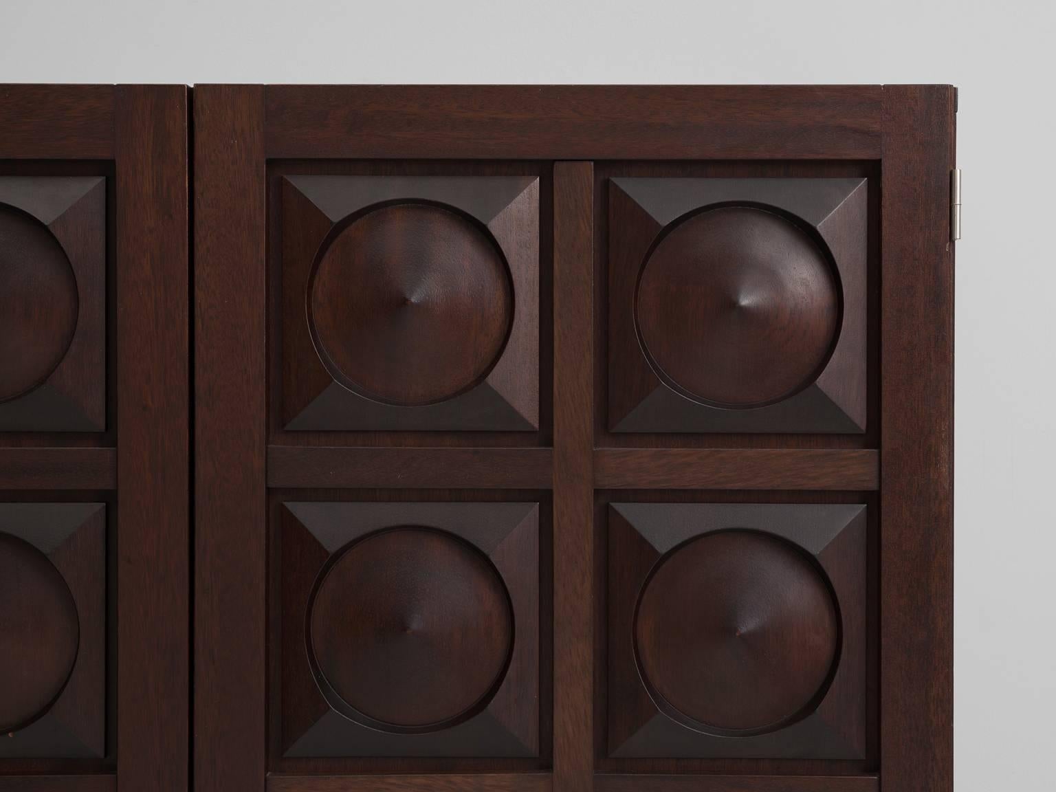 Brown Brutalist Highboard in Mahogany In Good Condition In Waalwijk, NL