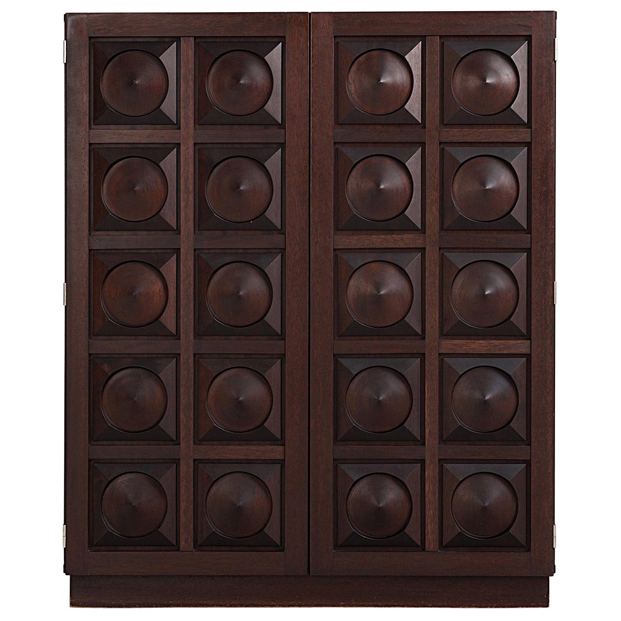 Brown Brutalist Highboard in Mahogany