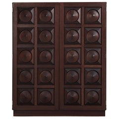 Brown Brutalist Highboard in Mahogany