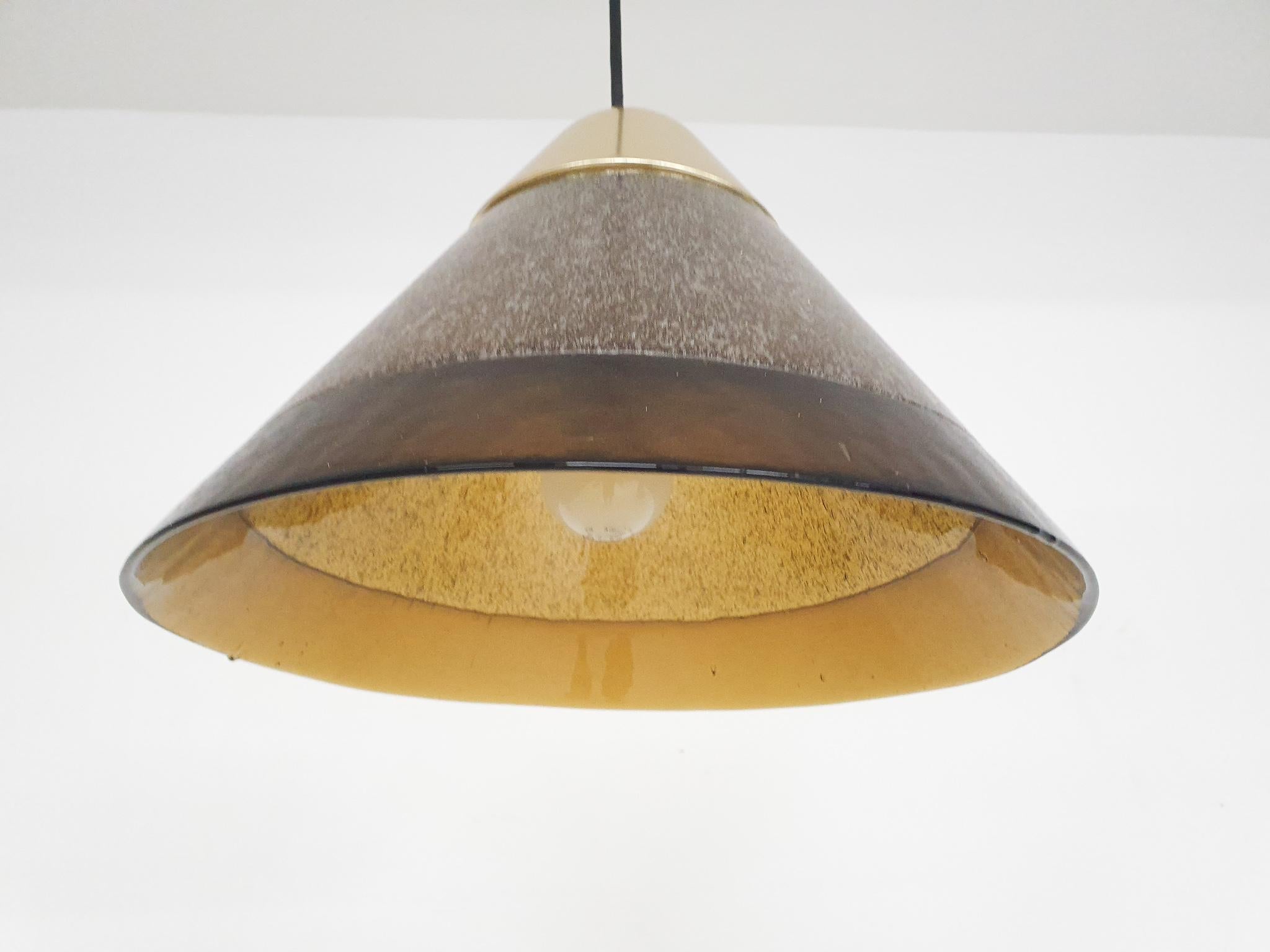 Mid-Century Modern Brown Bubble Glass Pendant Light by Peill and Putzler, Germany 1960s For Sale