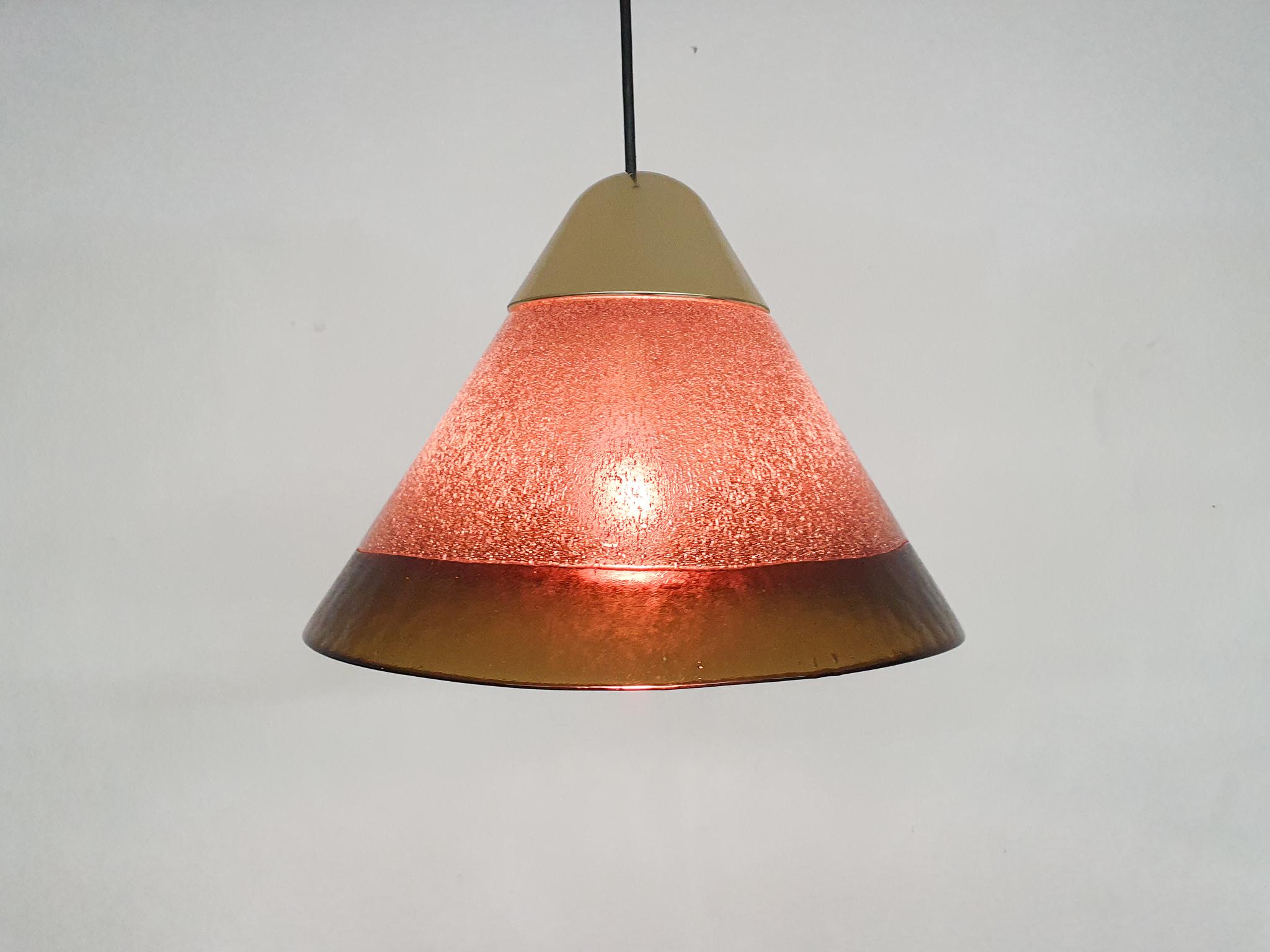 Brown Bubble Glass Pendant Light by Peill and Putzler, Germany 1960s For Sale 1