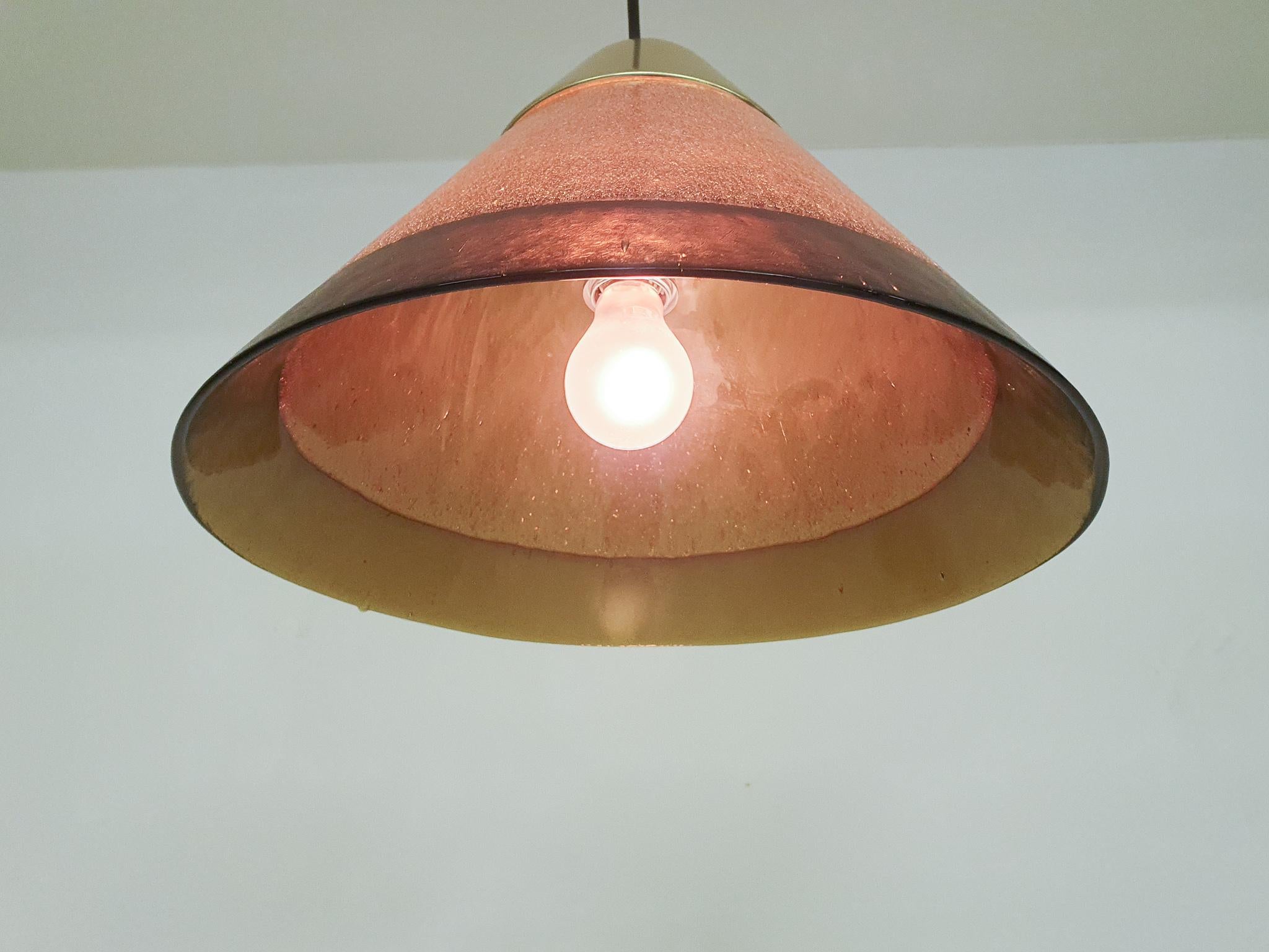 Brown Bubble Glass Pendant Light by Peill and Putzler, Germany 1960s For Sale 3