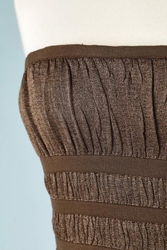 Brown bustier dress in wrinkled knit and band  AlaÏa Paris