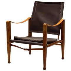 Brown Canvas Mid-Century Kaare Klint Safari Chair, Denmark, 1960s