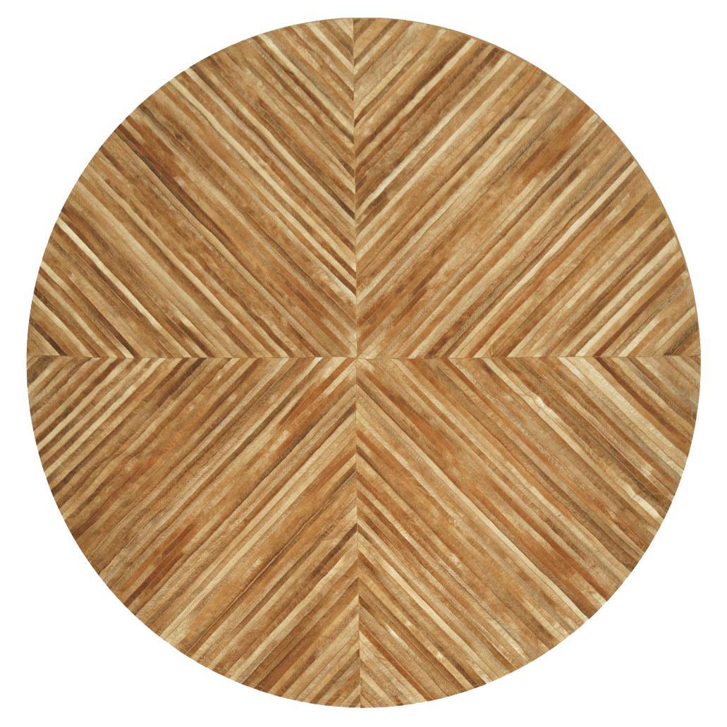 Brown caramel round Customizable La Quinta Cowhide Area Floor Rug Large For Sale