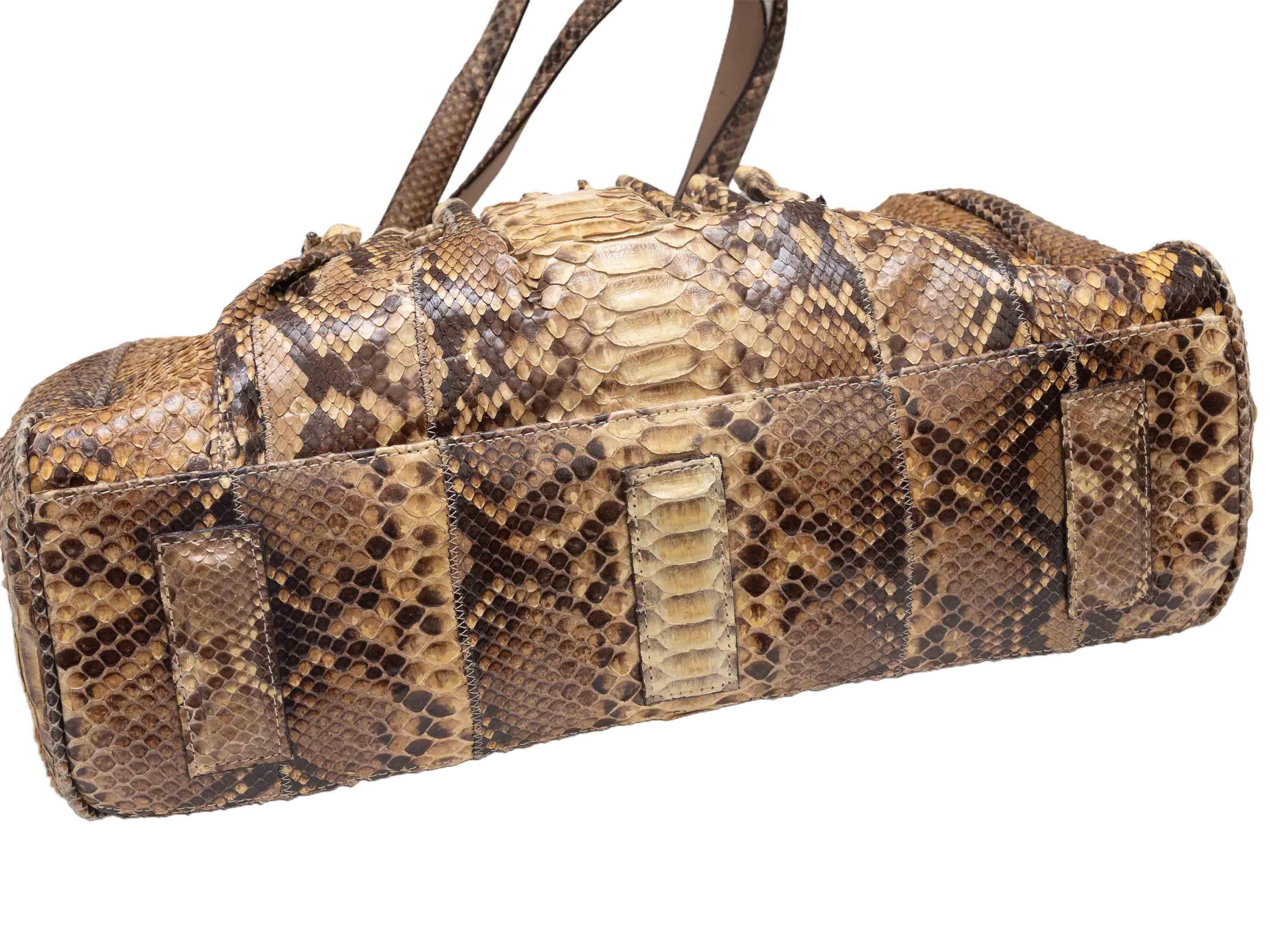 Braune Carlos Falchi Schlangenhaut Handtasche Damen im Angebot