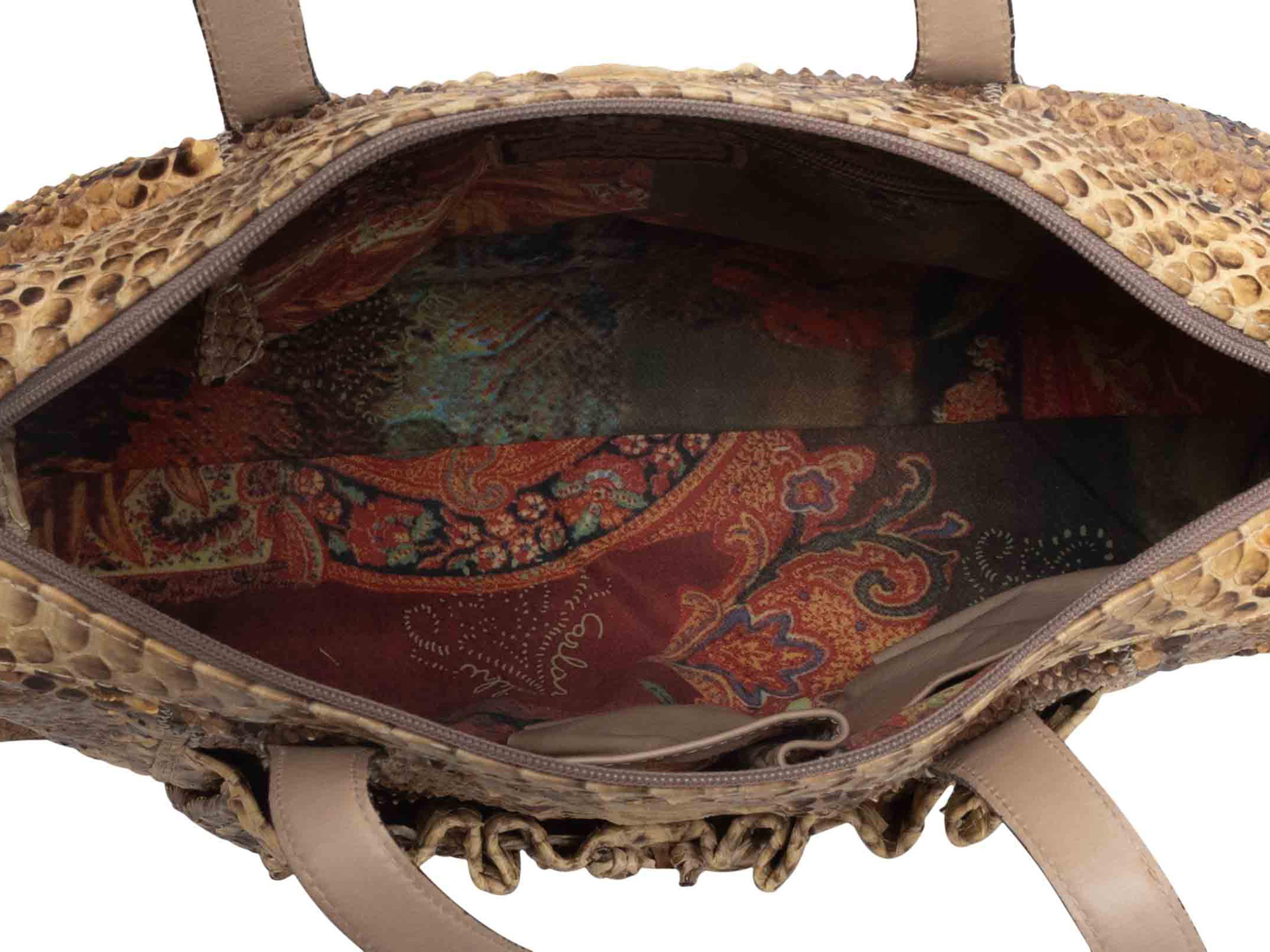 Braune Carlos Falchi Schlangenhaut Handtasche im Angebot 2