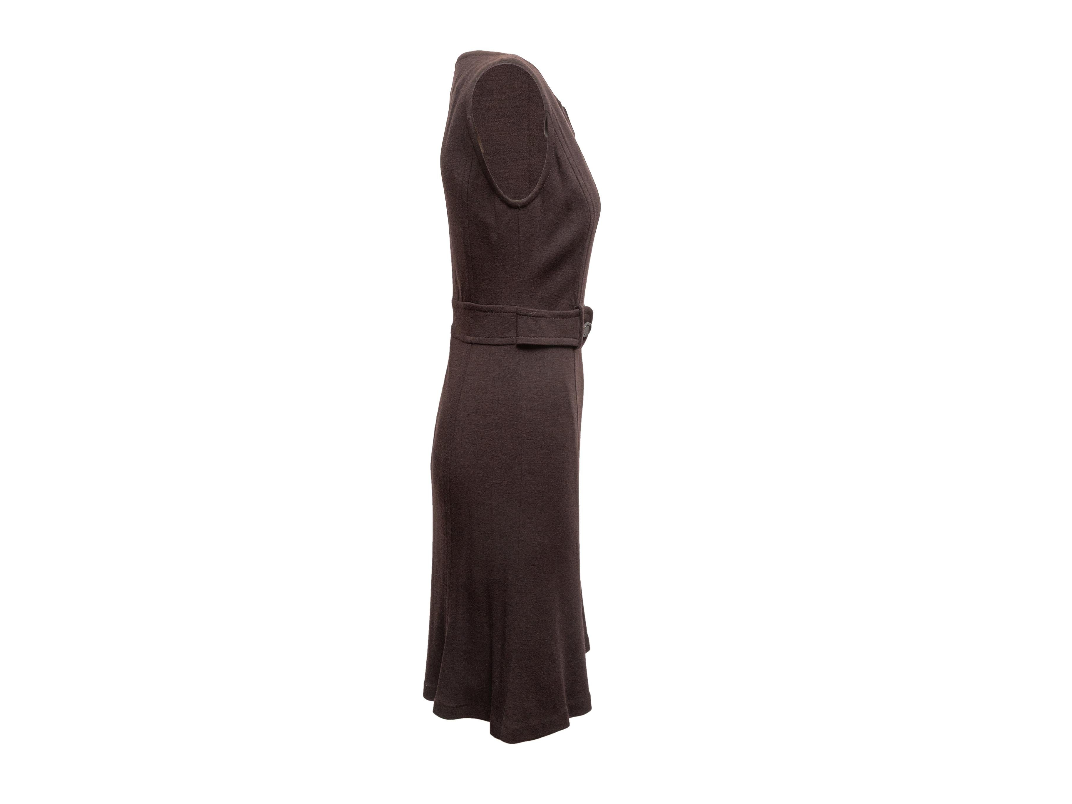 Braunes Carolina Herrera ärmelloses Kleid aus Wolle Größe US 6 (Schwarz) im Angebot
