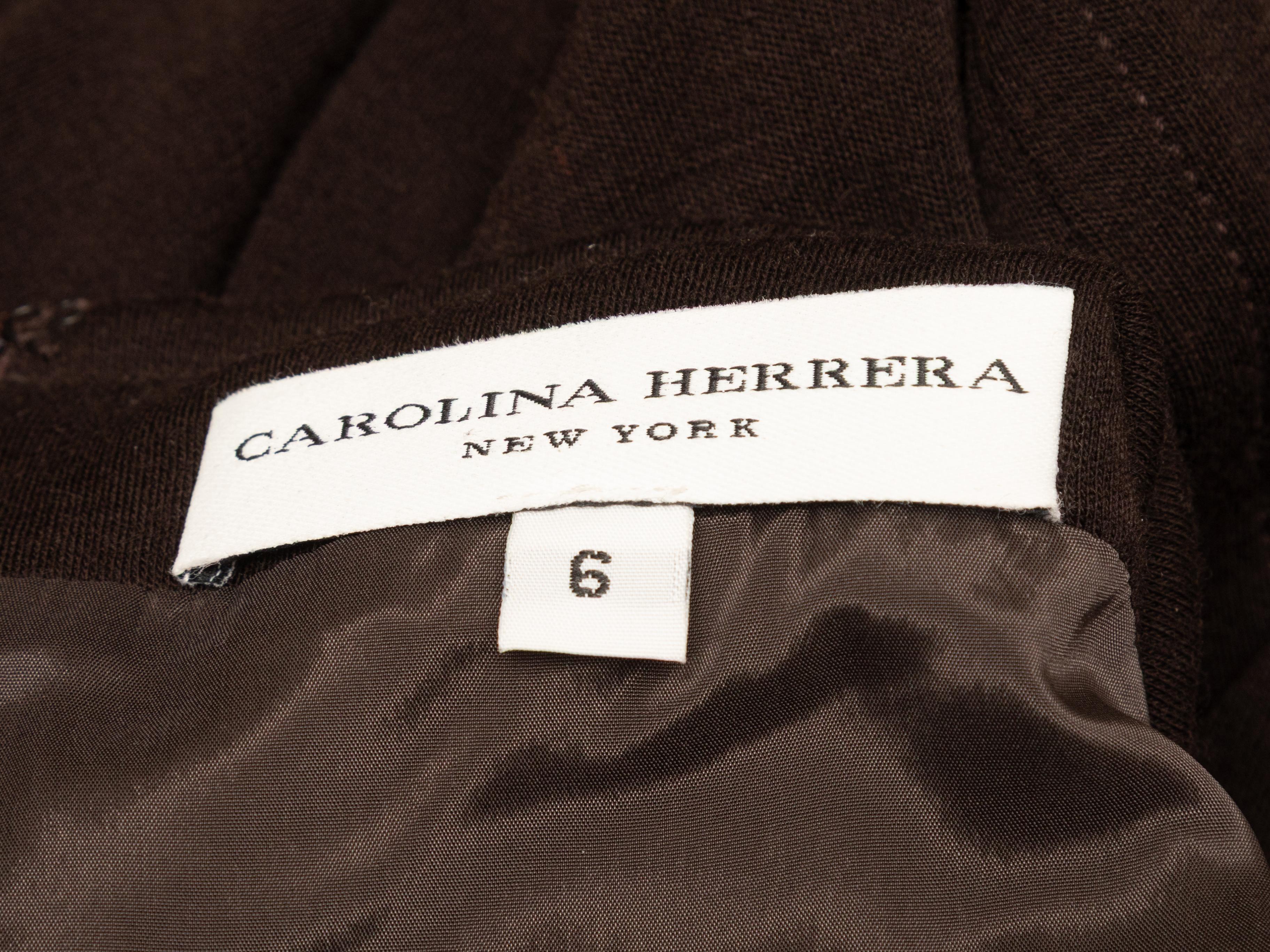 Braunes Carolina Herrera ärmelloses Kleid aus Wolle Größe US 6 im Angebot 1
