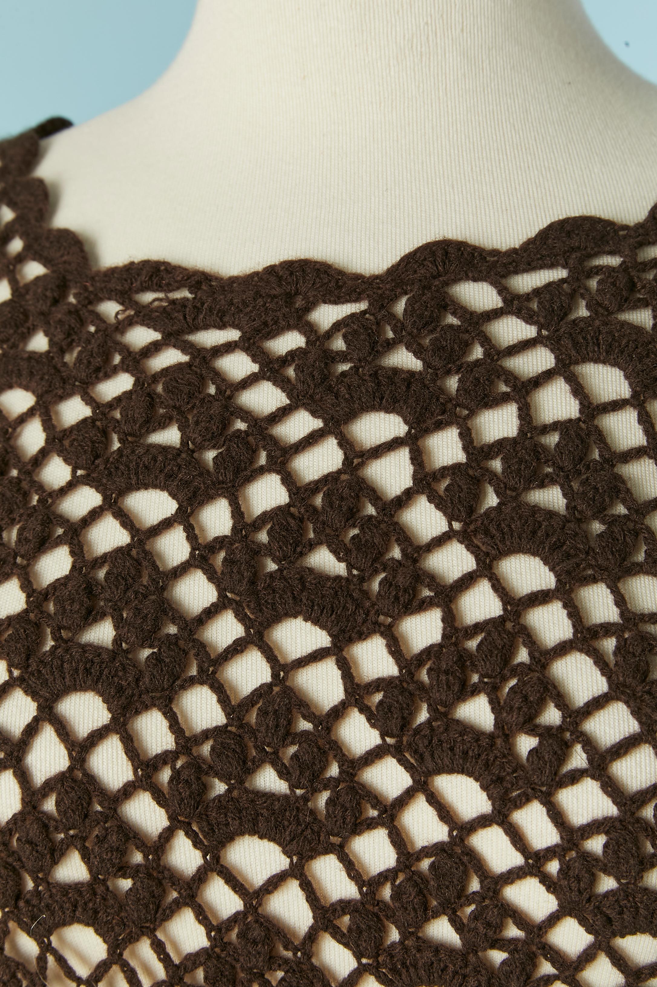 Brown cashmere crochet knit see-through dress. 
SIZE M 