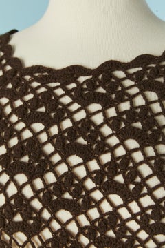 Brown cashmere crochet knit see-through dress Dolce & Gabbana