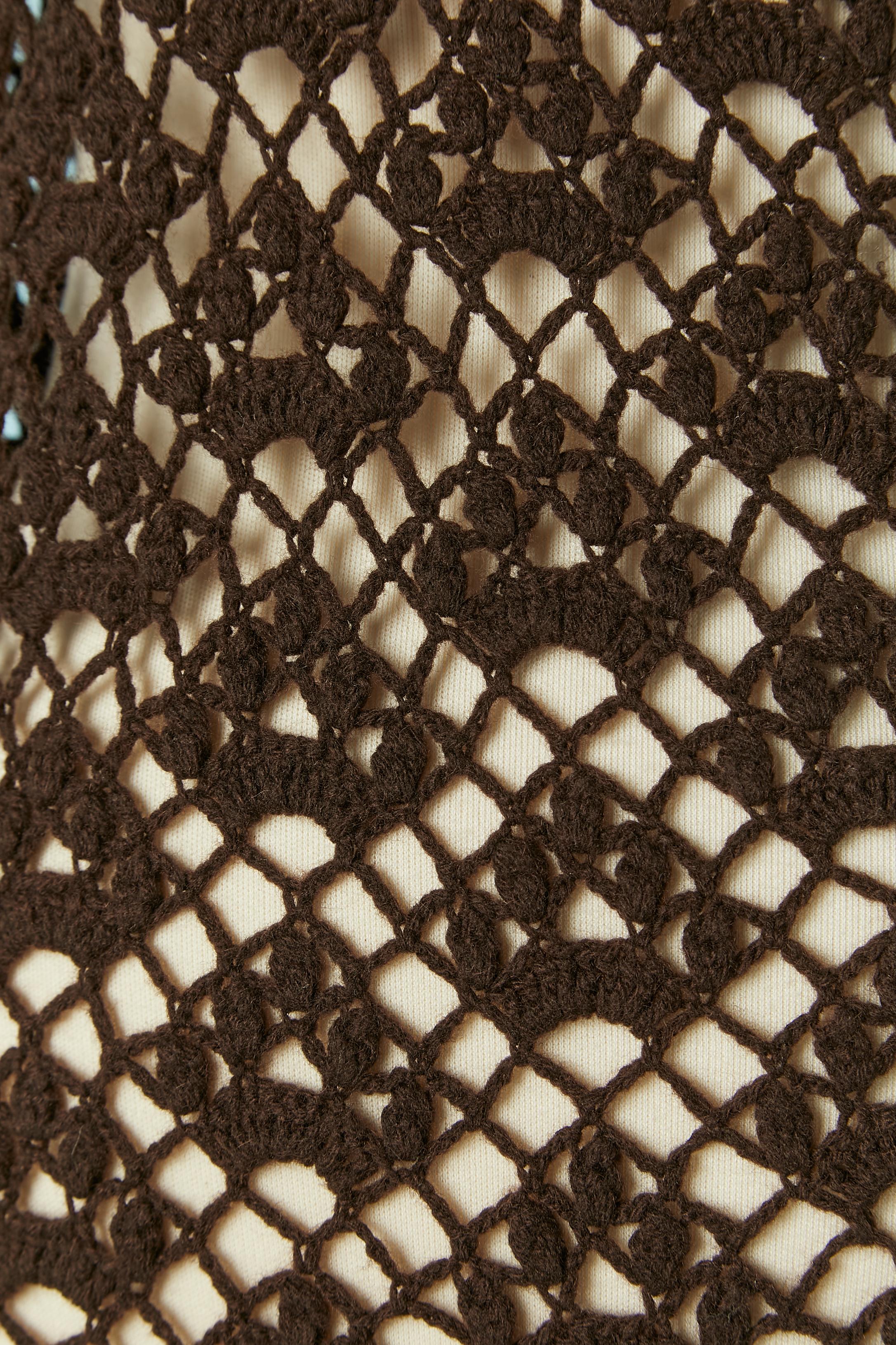 Black Brown cashmere crochet knit see-through dress Dolce & Gabbana For Sale