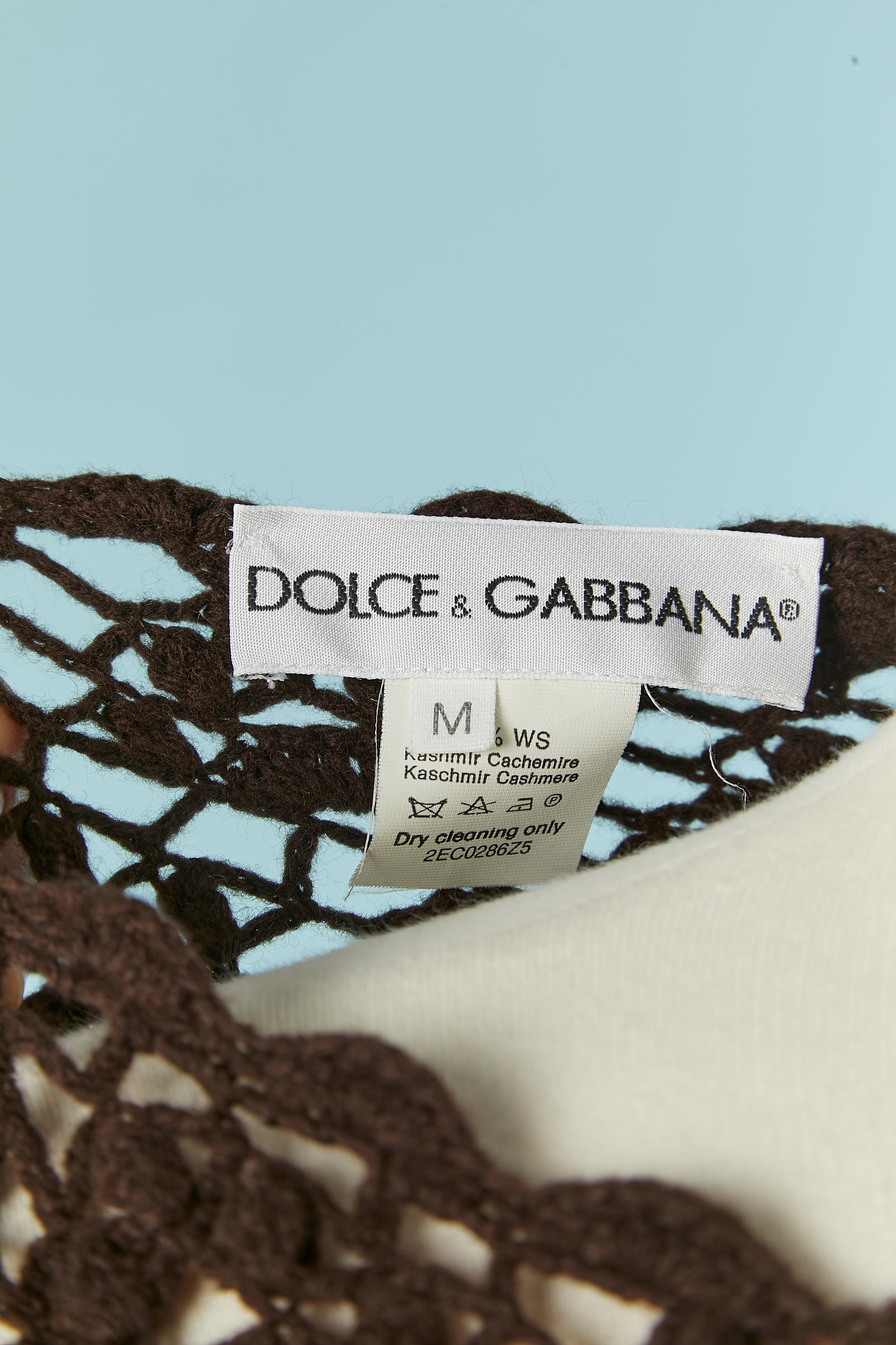 Brown cashmere crochet knit see-through dress Dolce & Gabbana For Sale 1