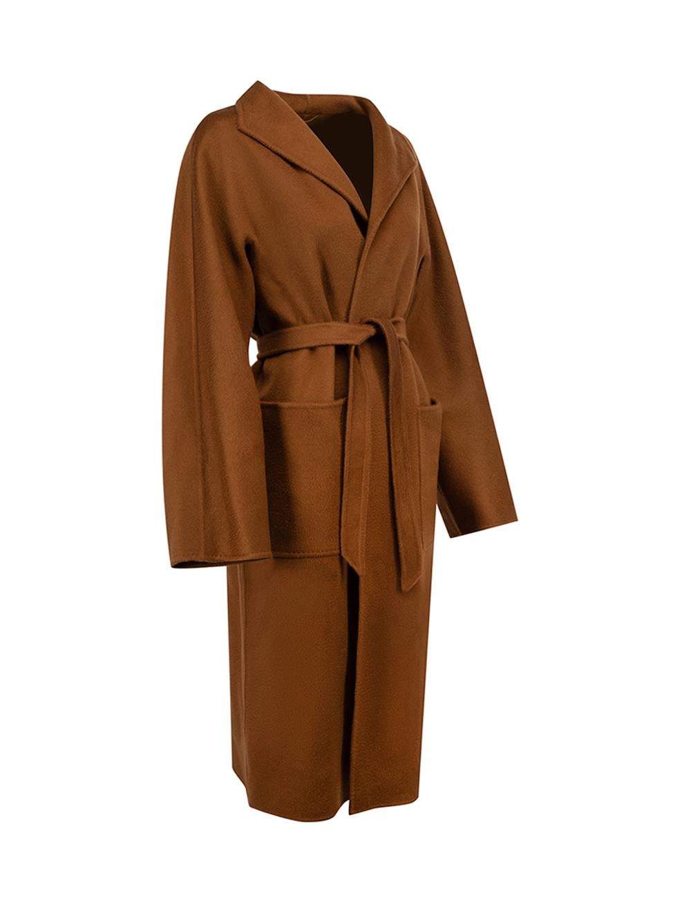 CONDITION is Very good. Hardly any visible wear to coat is evident on this used Max Mara designer resale item.



Details


Brown

Cashmere

Mid length coat

Open front

Belted

2x Front patch pockets





Made in Italy 



Composition

100%