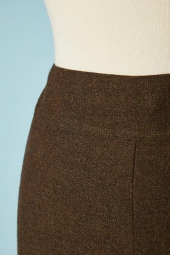Brown cashmere skirt with 2 zip in the middle back Chanel