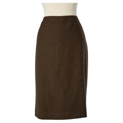 Brown cashmere skirt with 2 zip in the middle back Chanel 
