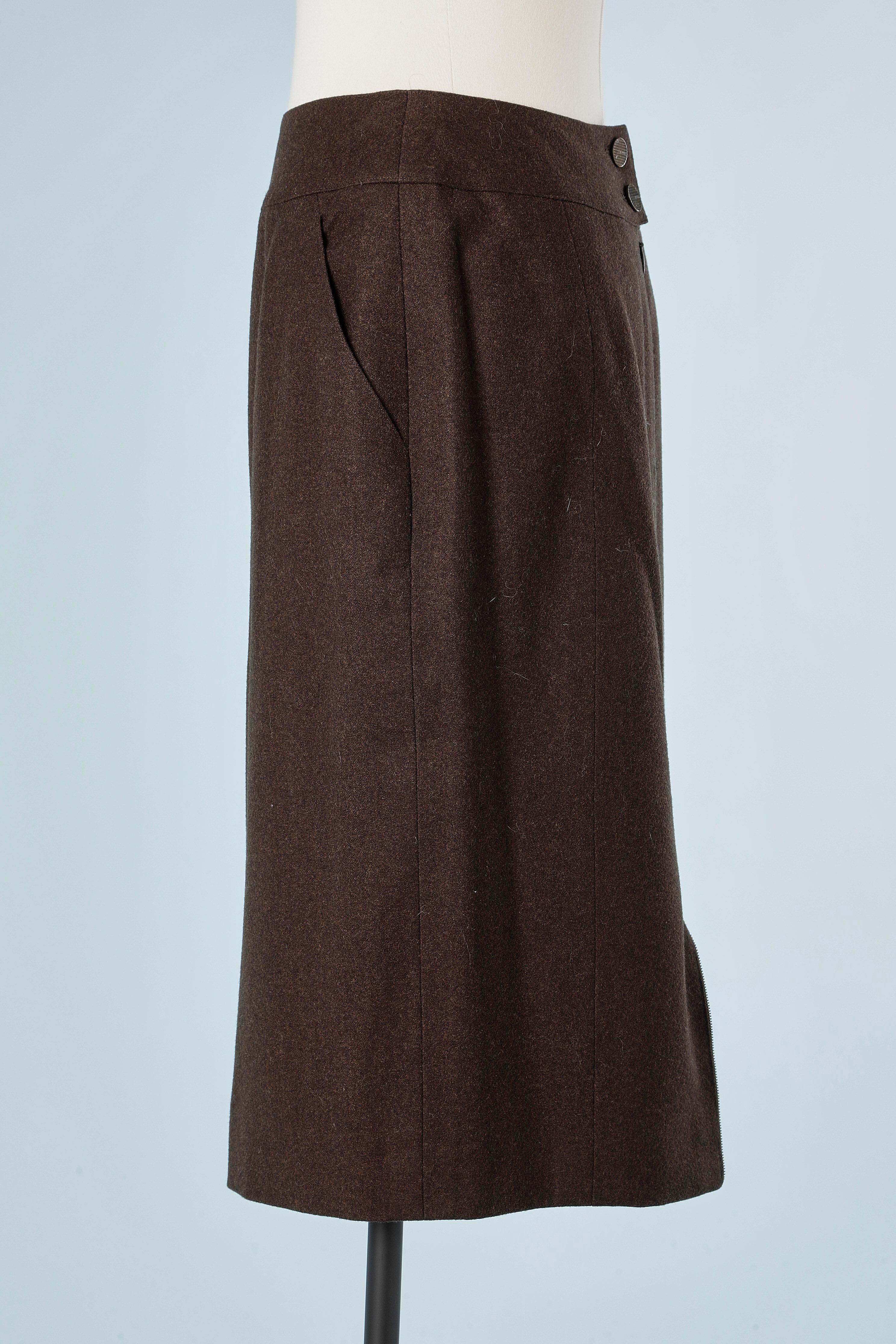 Black Brown cashmere skirt with pocket on the side Chanel  For Sale
