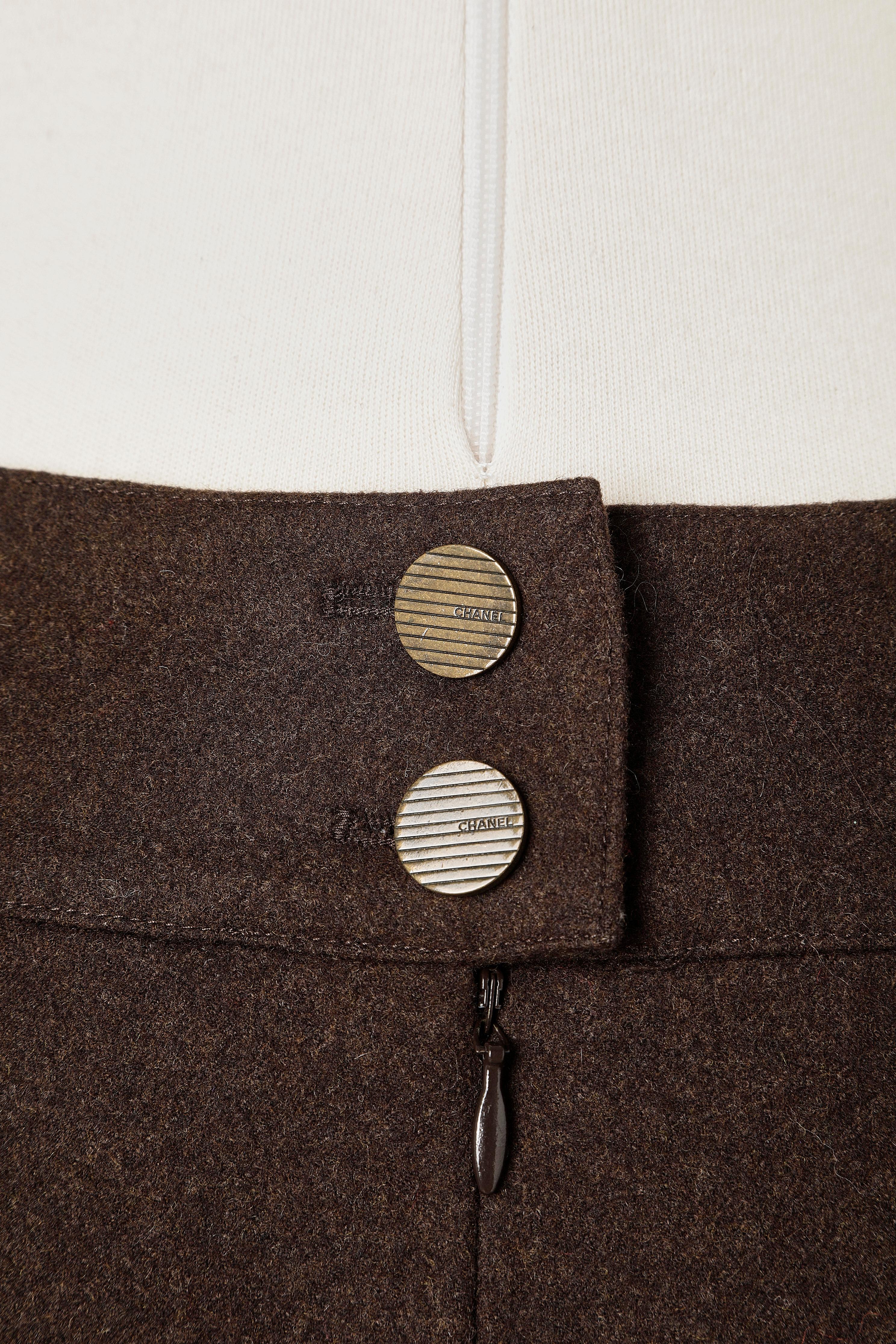 Women's Brown cashmere skirt with pocket on the side Chanel For Sale