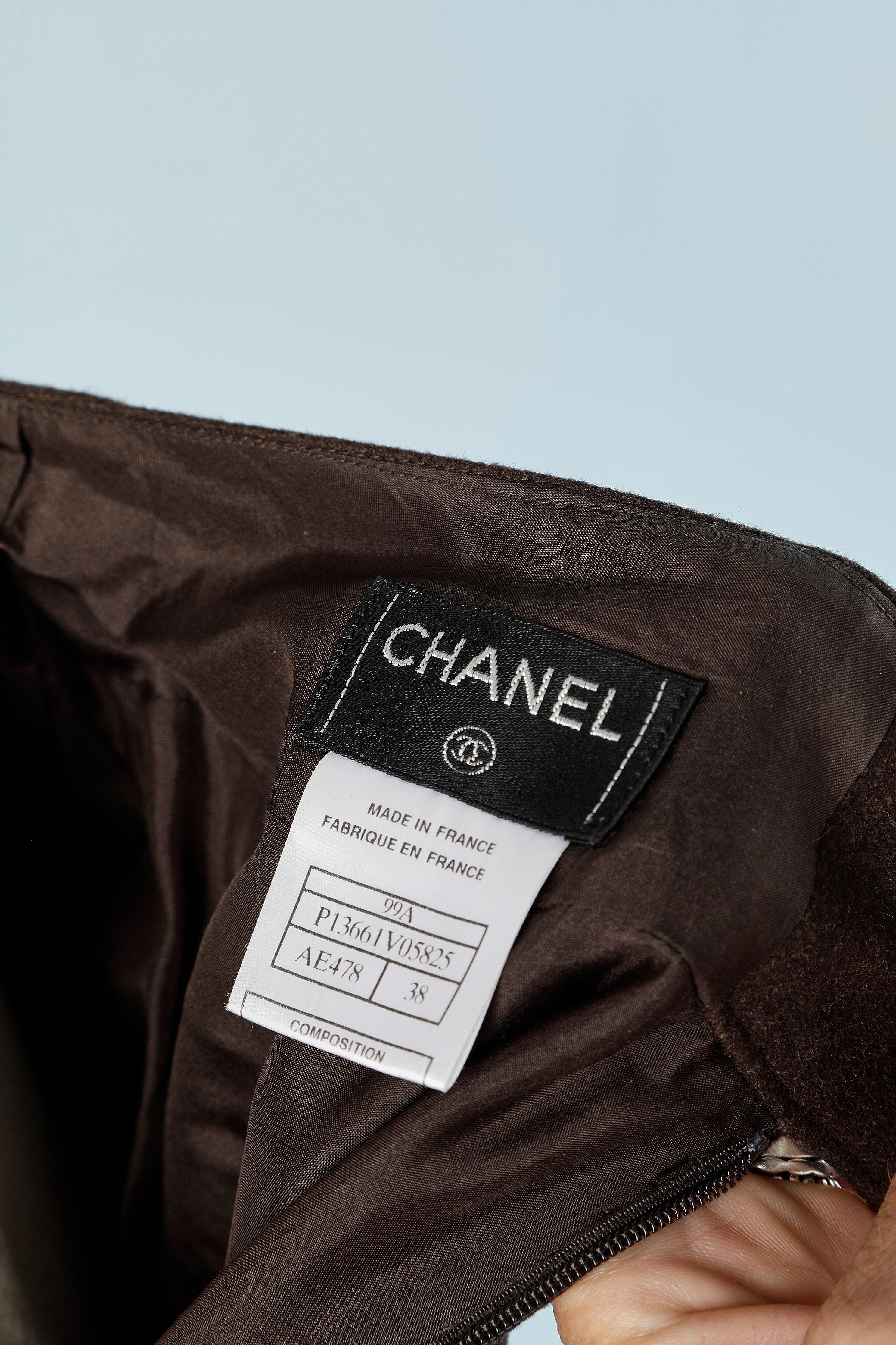 Brown cashmere skirt with pocket on the side Chanel For Sale 1