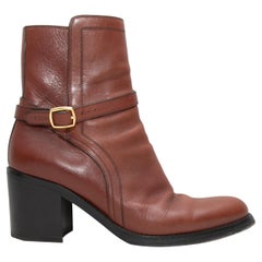 Brown Celine Leder-Schnallenstiefel Größe 39