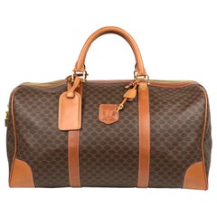 Céline Macadam Boston Duffle 865882 Brown Coated Canvas Weekend/Travel Bag  For Sale at 1stDibs